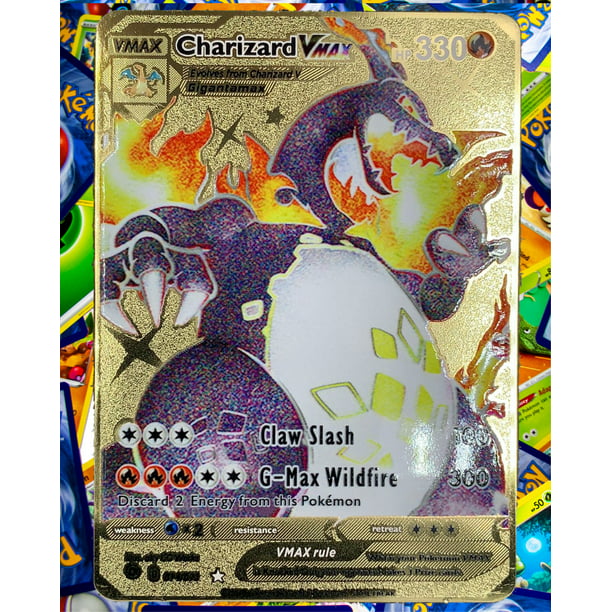 Shining Fates SV107 Shiny Black Charizard VMAX Gold Metal Pokemon Cards